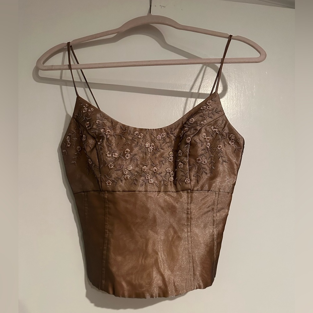 2 piece dress open back peach w/ Sheer Silver overlay creates a unique color